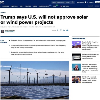 Trump Menyekat Projek Solar dan Angin Persekutuan Walaupun Permintaan Elektrik Semakin Meningkat
