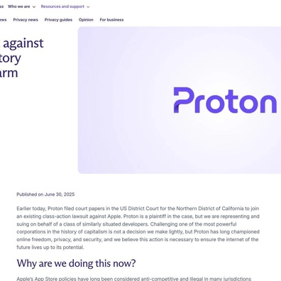 Proton Mengambil Tindakan Undang-undang Terhadap Monopoli App Store Apple, Menyebut Kemudaratan kepada Privasi dan Demokrasi