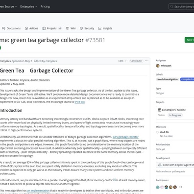 Go 語言的 Green Tea 垃圾收集器在早期測試中顯示混合結果,社群討論效能取捨