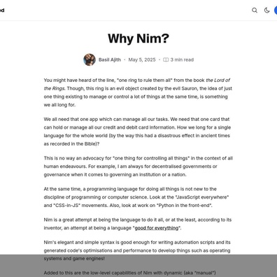 ภาษาโปรแกรม Nim ประสบปัญหาการยอมรับแม้จะมีข้อได้เปรียบทางเทคนิค