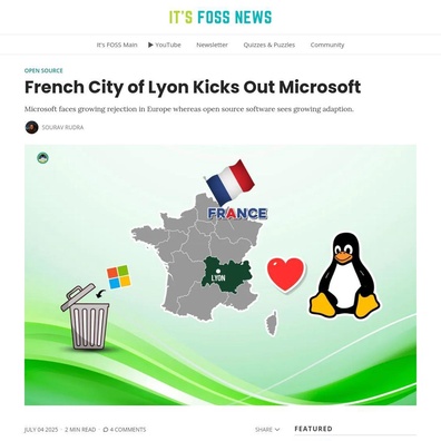 Lyon's Digital Sovereignty Push Sparks Debate Over Open Source Alternatives to Microsoft