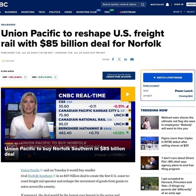 Perjanjian Norfolk Southern Bernilai 85 Bilion Dolar Union Pacific Mencetuskan Perdebatan Antitrust Yang Sengit