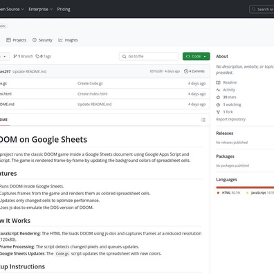 DOOM บน Google Sheets จุดประเด็นถกเถียงระหว่างการจำลองเกมที่แท้จริงกับการแสดงผลภาพ