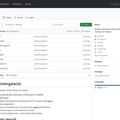 Tkintergalactic:一個類似 React 的零依賴 Python UI 庫