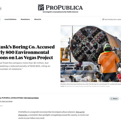 The Boring Company Elon Musk Hadapi Kritik Terkait Pelanggaran Lingkungan dan Keselamatan di Proyek Terowongan Las Vegas
