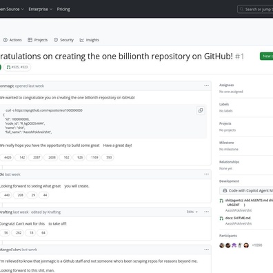 GitHub đạt mốc một tỷ repository với repo mang tên khá "trớ trêu" là "shit"