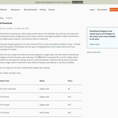 PlanetScale เปิดตัวฐานข้อมูลราคา 5 ดอลลาร์สหรัฐ กระตุ้นการถกเถียงในชุมชนเกี่ยวกับราคาและความน่าเชื่อถือ