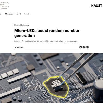 Micro-LED Mencapai Penjanaan Nombor Rawak 9.375 Gbit/s, Mencetuskan Perdebatan Mengenai Hingar Kuantum vs Klasik
