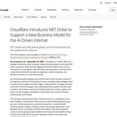 Stablecoin NET Dollar Cloudflare Menghadapi Keraguan Mengenai Halangan Kawal Selia dan Keperluan Pasaran
