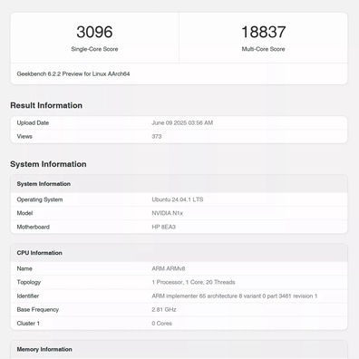 Prosesor ARM N1X Nvidia Muncul di Geekbench dengan Skor Performa yang Mengesankan