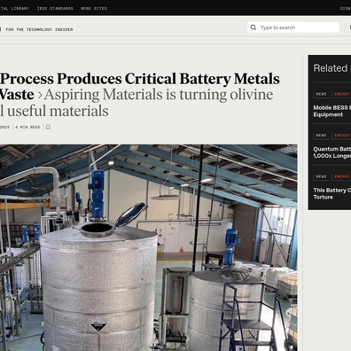 Proses Olivine-ke-Baterai Aspiring Materials Hadapi Pertanyaan Ekonomi dan Skalabilitas Meski Menjanjikan Secara Lingkungan