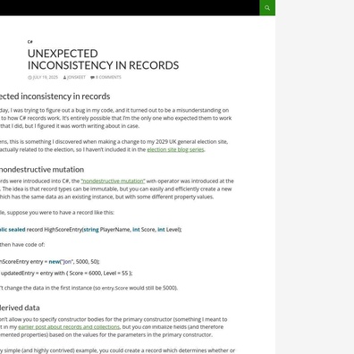 Operator 'with' pada C# Records Menciptakan Data Tidak Konsisten Ketika Digunakan dengan Computed Properties