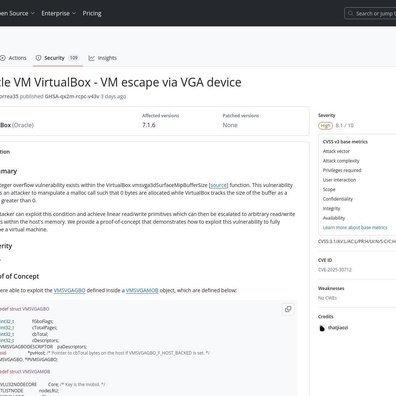 VirtualBox VMエスケープ脆弱性が仮想マシンにおける3Dグラフィックスセキュリティに関する疑問を提起