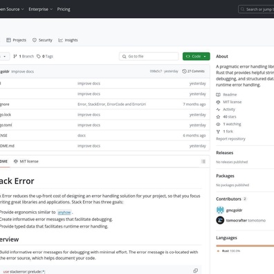 Thư viện Stack Error nâng cao xử lý lỗi trong Rust với tính năng theo dõi vị trí tập tin
