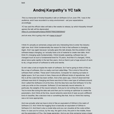 Andrej Karpathy Memperkenalkan Konsep "Software 3.0" di Ceramah YC, Mencetuskan Perdebatan Mengenai Masa Depan Pengaturcaraan Berteraskan AI