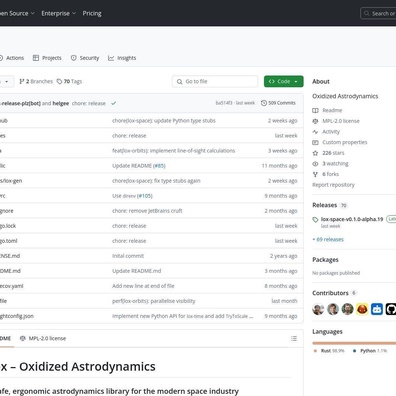 新的基於 Rust 的天體動力學庫 Lox 問世，創作者承認"尚未準備好投入使用"