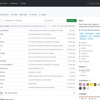 Ethersync Sparks Debate Over AGPL Licensing and Real-Time Collaboration Features
