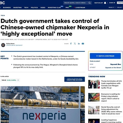 Kerajaan Belanda Rampas Kawalan Pengeluar Cip Milik China, Cetuskan Ketegangan Perdagangan Global