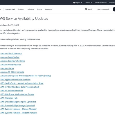 AWS Goncang Portfolio Perkhidmatan: Perkhidmatan Utama Masuk Fasa Penyenggaraan dan Penamatan