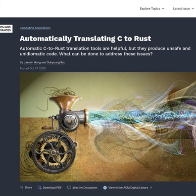 คำสัญญาและภัยคุกคามของการแปลภาษา C เป็น Rust แบบอัตโนมัติ