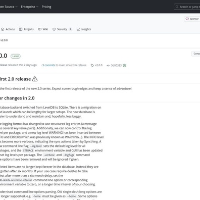 Syncthing 2.0 ยกเลิกการสนับสนุนหลายแพลตฟอร์มเนื่องจากการย้ายไปใช้ SQLite