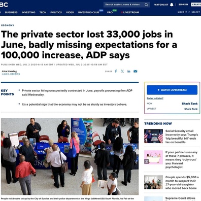 ADP 就業報告顯示私人部門流失 33,000 個工作機會,引發經濟測量準確性辯論