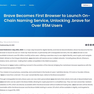 Pelancaran Domain Web3 Brave Mencetuskan Perdebatan Mengenai Browser Bloat dan Integrasi Kripto