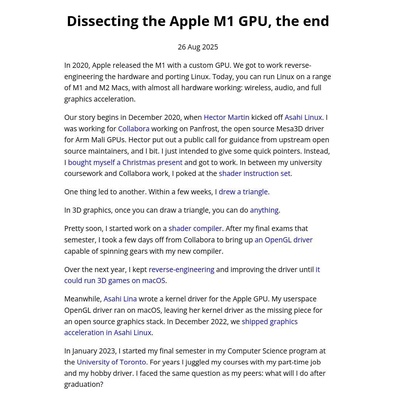 Alyssa Rosenzweig Melengkapkan Pembangunan Pemacu GPU Apple M1, Sertai Intel untuk Cabaran Seterusnya