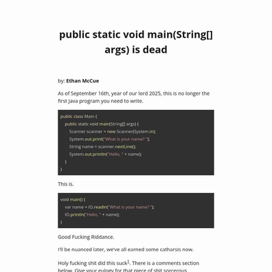 Java loại bỏ đoạn code "public static void main" khét tiếng với điểm khởi đầu mới được đơn giản hóa