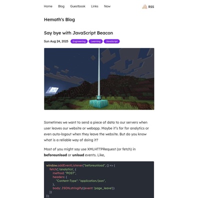 JavaScript Beacon API Menghadapi Tentangan Privasi Walaupun Mempunyai Kelebihan Teknikal