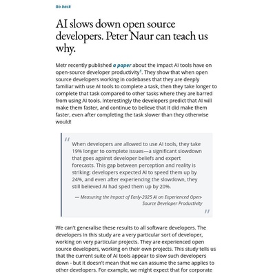 開發者高估 AI 生產力提升60%,實際工作速度卻慢了19%