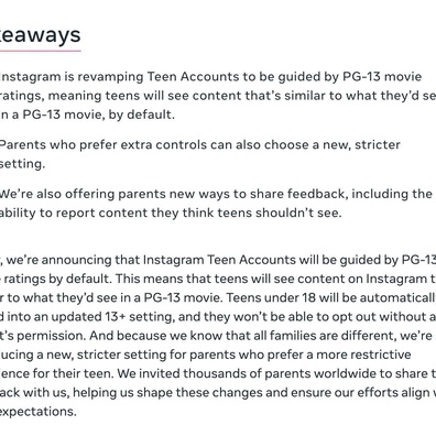 Ngành công nghiệp điện ảnh yêu cầu Meta ngừng sử dụng 'PG-13' để mô tả tài khoản thanh thiếu niên trên Instagram