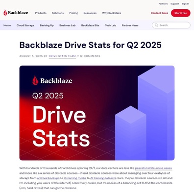 Backblaze Q2 2025 ドライブ統計でデータ表示の問題がコミュニティの不満を招く