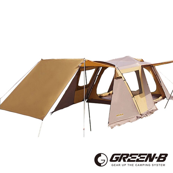 【GREEN-B】頂級豪華透氣窗家庭式雙層速搭自動帳篷(7-8人)