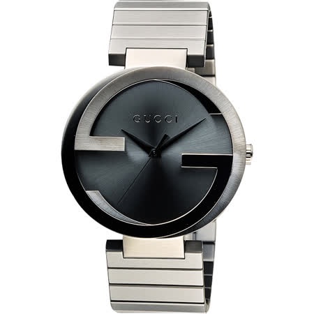 GUCCI 古馳 Interlocking 雙G 時尚元素腕錶-灰x銀/42mm YA133210