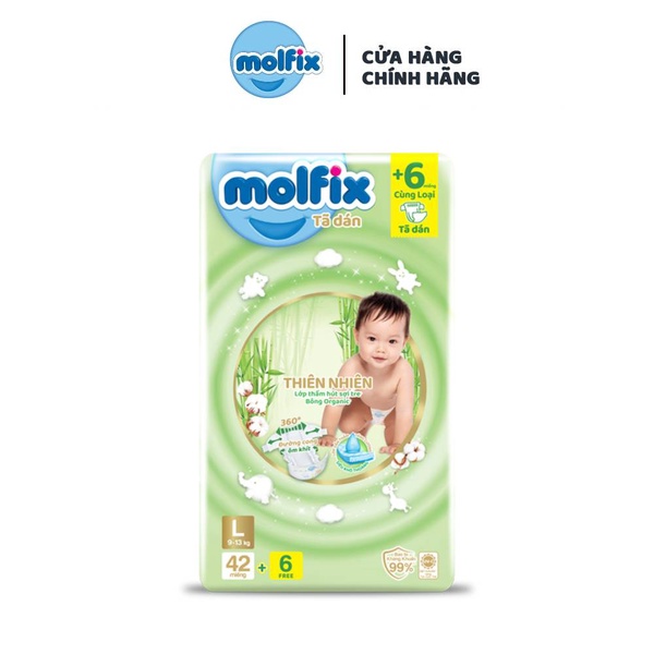 Molfix | Tã/bỉm Dán Thiên nhiên Jumbo L (42 Miếng)