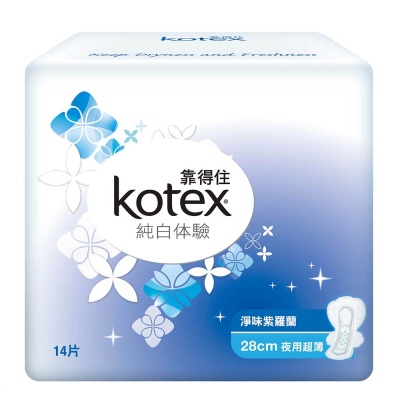 【Kotex 靠得住】純白體驗 凈味紫羅蘭 夜用超薄衛生棉28cm