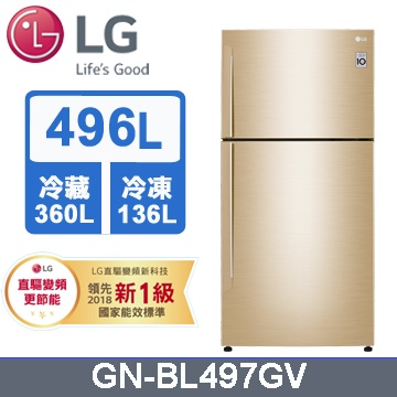 【LG 樂金】496公升變頻上下門冰箱(GN-BL497GV)