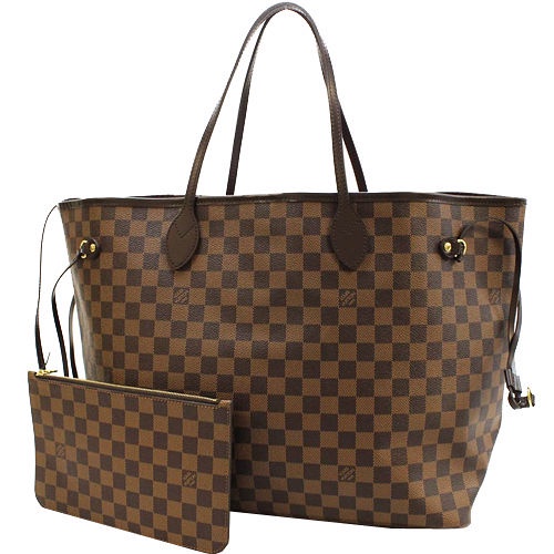 LV N41357 NEVERFULL GM 棋盤格紋子母束口購物包