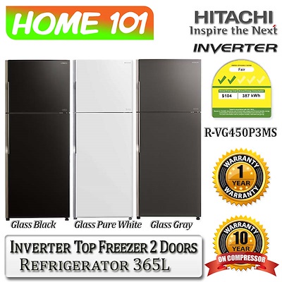 Hitachi R-VG450P3MS Top Freezer Refrigerator (365L)