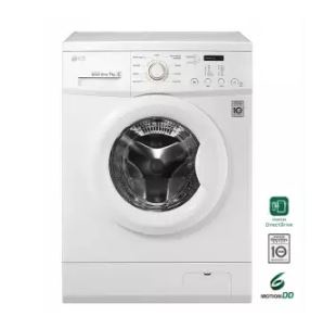 LG | เครื่องซักผ้าฝาหน้าระบบ 6 Motion Direct Drive 7 KG. รุ่น F1207NMCW + ขาตั้งเครื่อง