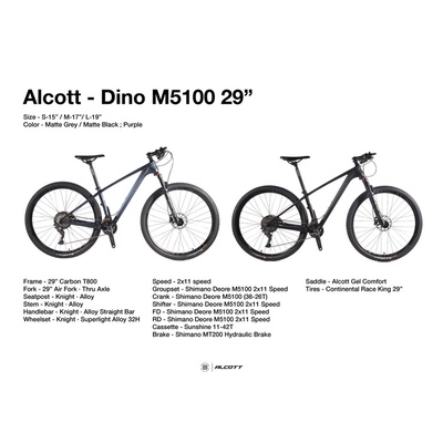 Alcott | Dino 29 M5100 2x11 Speed MTB