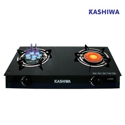 KASHIWA เตาแก๊สหน้ากระจกหัวคู่ หัวอินฟราเรด+หัวเทอร์โบ รุ่น X-2500