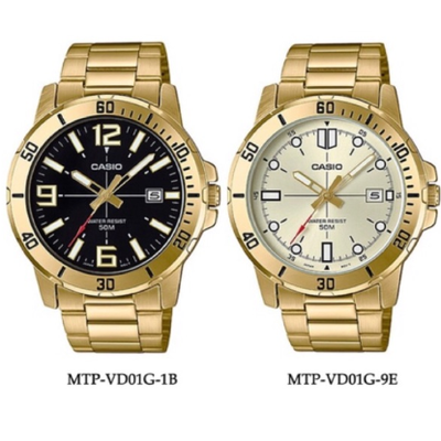 CASIO | นาฬิกาข้อมือผู้ชาย รุ่น MTP-VD01G สายสแตนเลสสีทอง