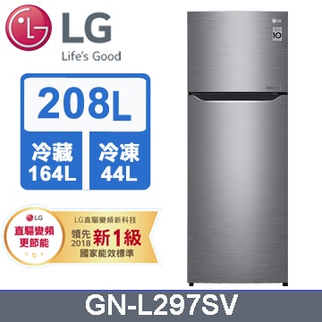 【LG 樂金】208公升變頻上下門冰箱(GN-L297SV)