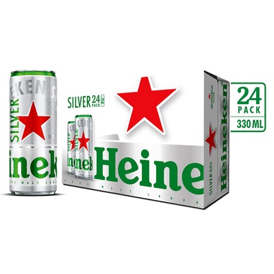 Thùng Bia Heineken Bạc (Silver) 24 lon x 330ml