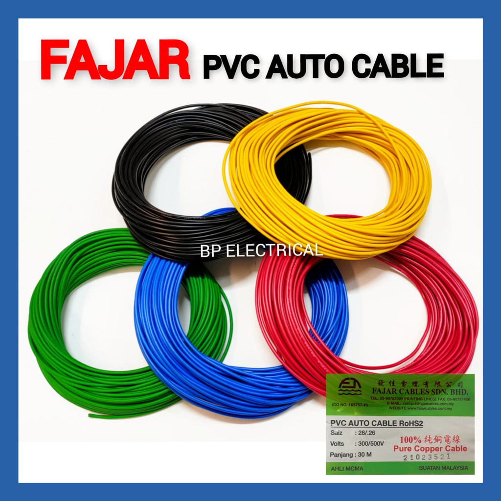 Fajar Pure Copper 14~65/0.26mm Automotive Wire [30M] (Green)