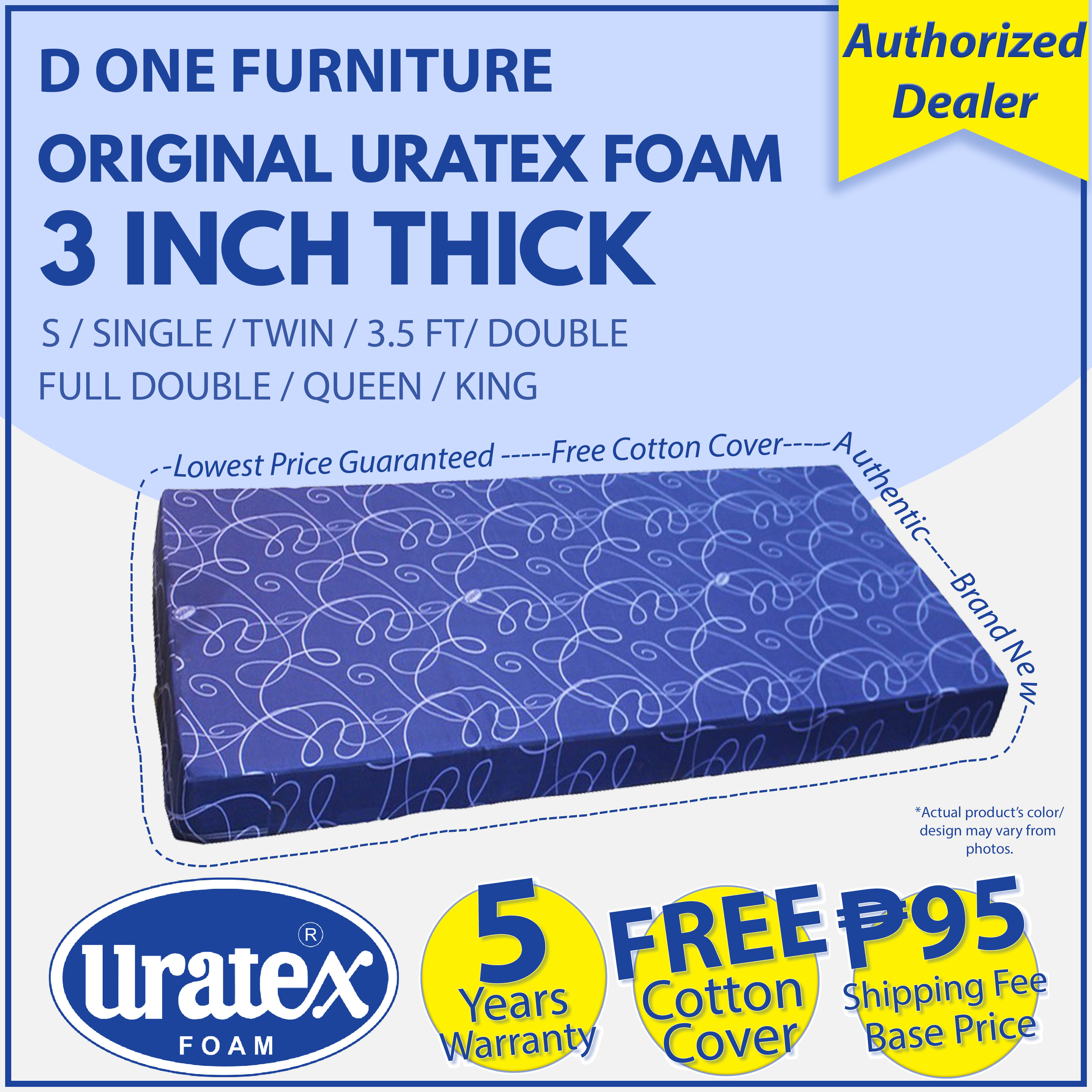 Uratex foam deals sizes single