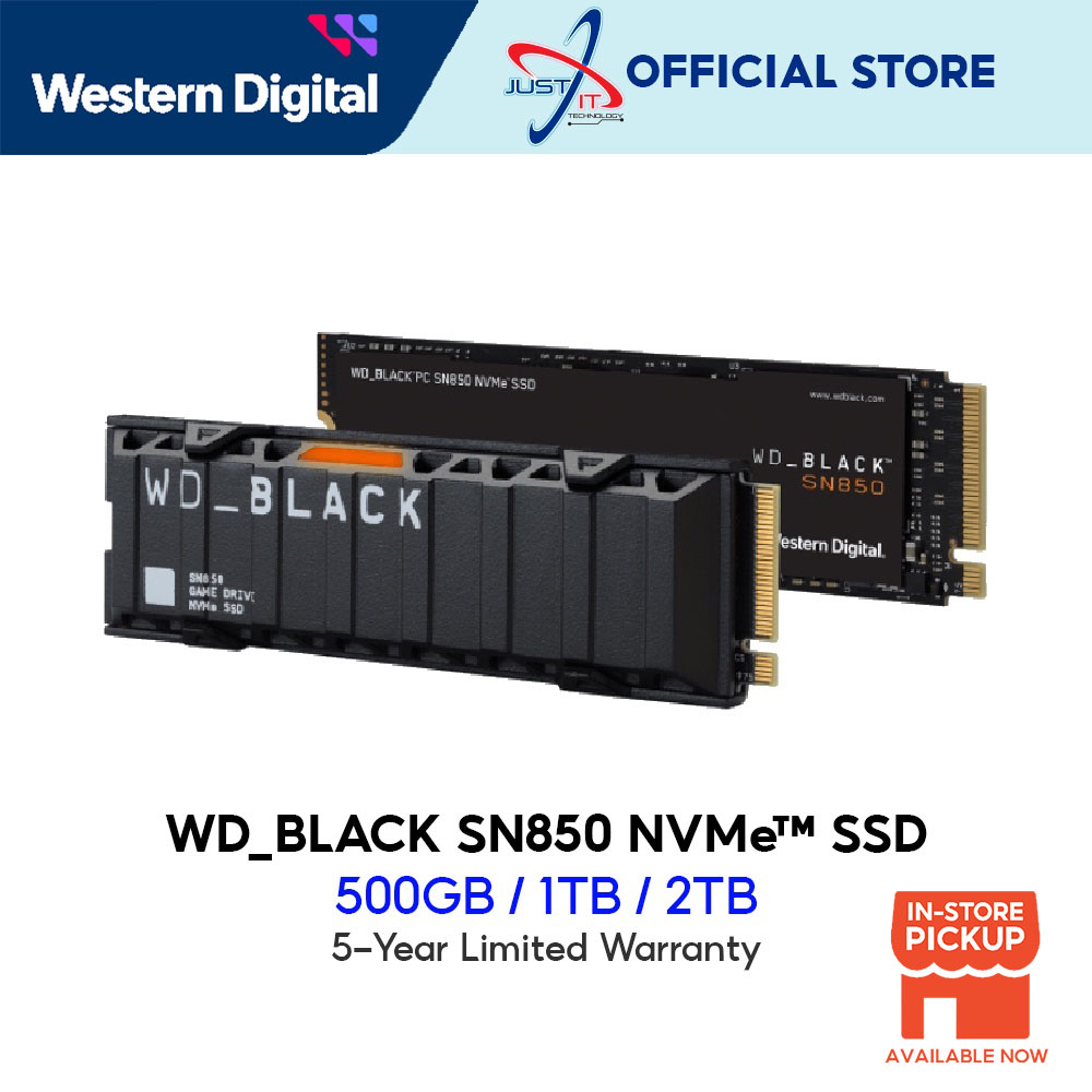 SSD NVME WD 500GO BLACK SN850 NVME GEN4 M.2 - WDS500G1X0E ( COMPATIBLE PS5  )