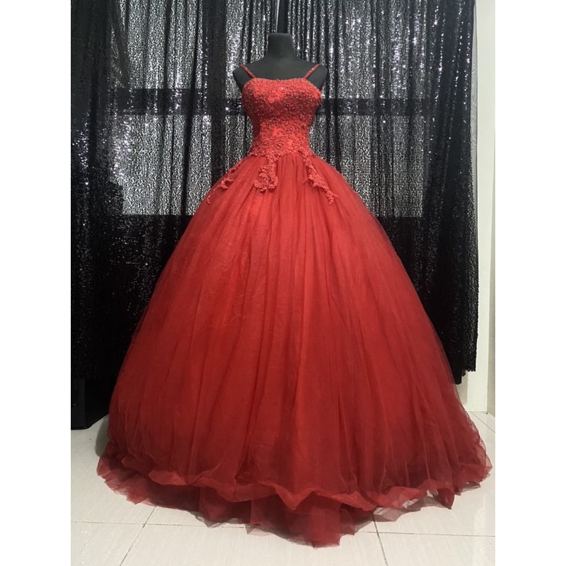 Red fashion gown debut